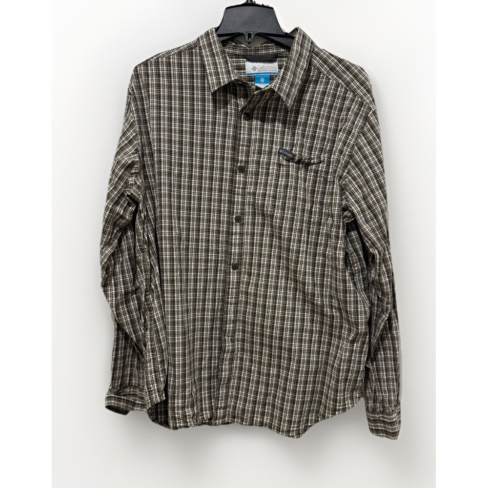 Columbia Button Up Shirt Mens Size Extra Large Plaid Long Sleeve